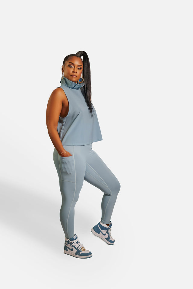 April Daniels SS23 Sky Blue Leggings + Crisscross - SewSewYou