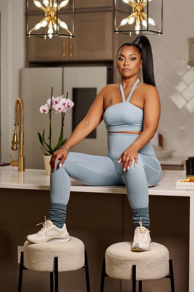 April Daniels SS23 Sky Blue Leggings + Mesh - SewSewYou