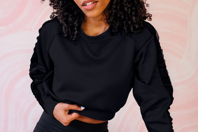 Arianna Jonae SS21 Black Cropped Sweat Top - SewSewYou