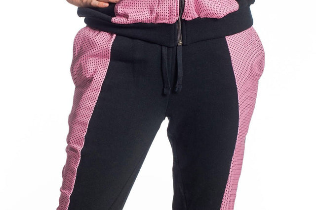 Audrey Marie Black with Printed Pink Leg Panel Jogger Pants - SewSewYou