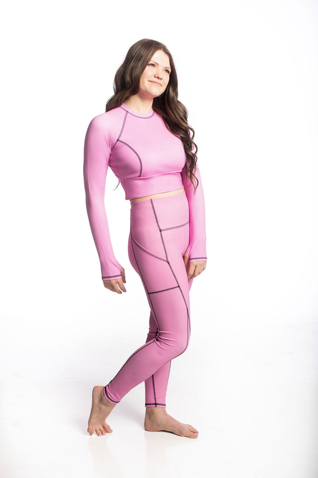 Audrey Marie Pink Leggings with Contrast Topstitching - SewSewYou