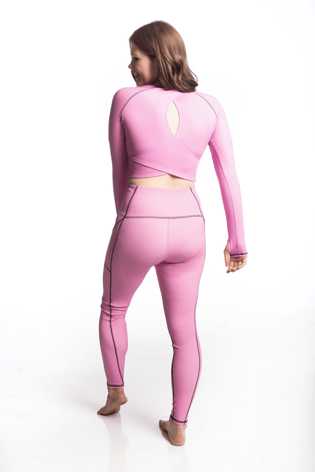 Audrey Marie Pink Leggings with Contrast Topstitching - SewSewYou