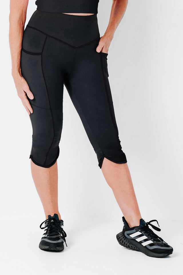 Black Capri Leggings w/ Black Piping - SewSewYou