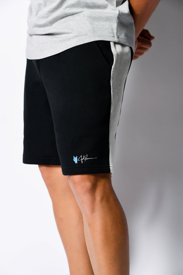 Black/Lt. Sports Htr. Sweat Shorts - SewSewYou