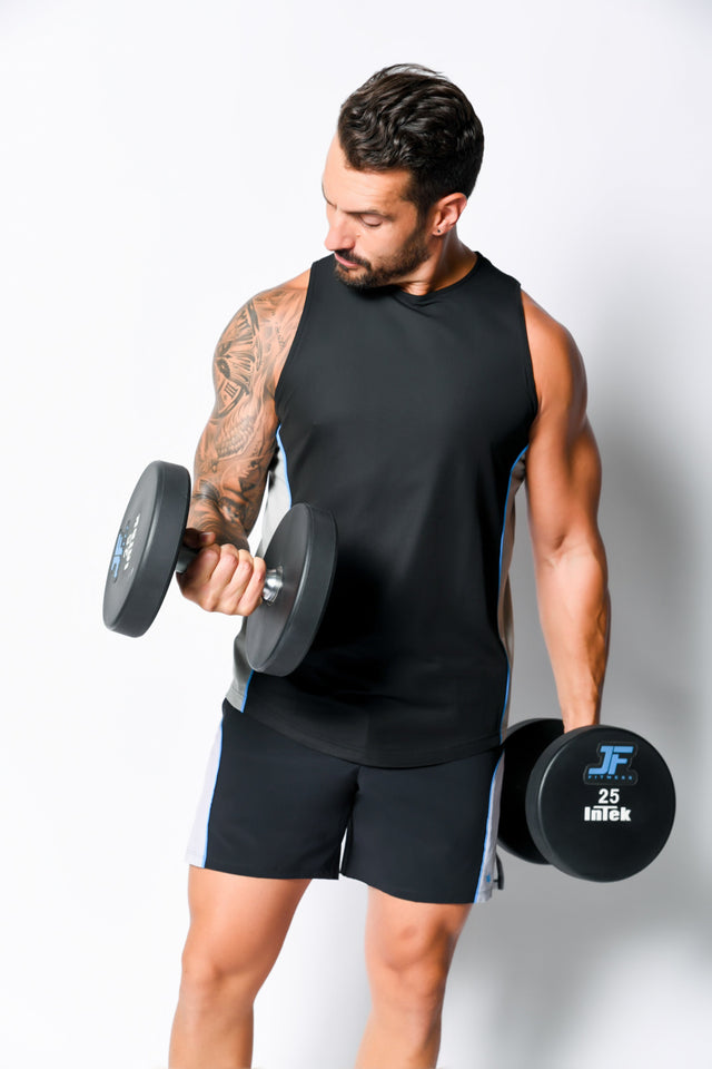 Black/Med Grey Htr. Active Sleeveless - SewSewYou