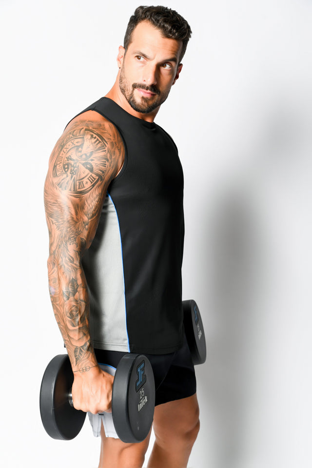 Black/Med Grey Htr. Active Sleeveless - SewSewYou