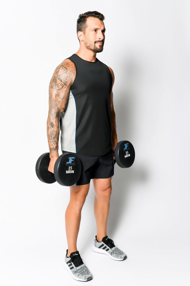 Black/Med Grey Htr. Active Sleeveless - SewSewYou