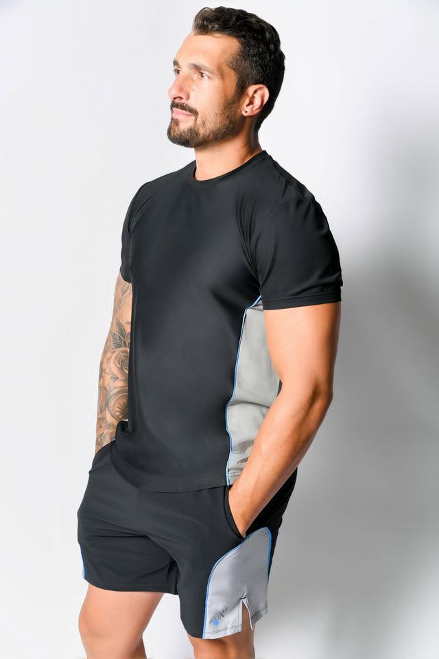 Black/Med Grey Htr. Active Tee - SewSewYou