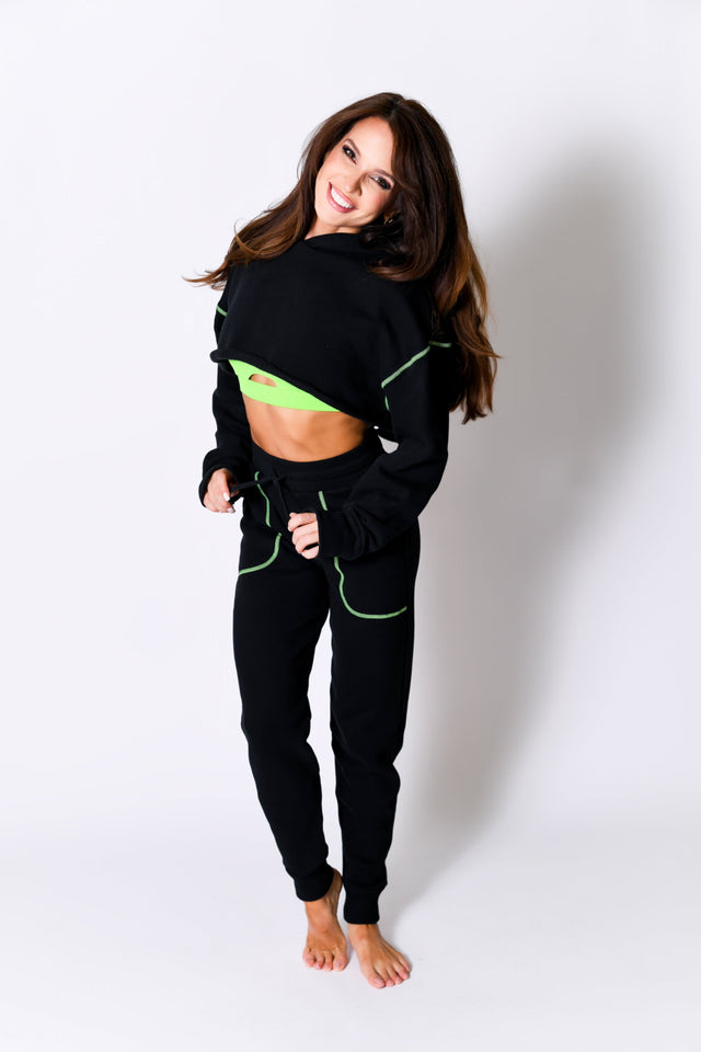 Black/Neon Green Sweat Jogger - SewSewYou