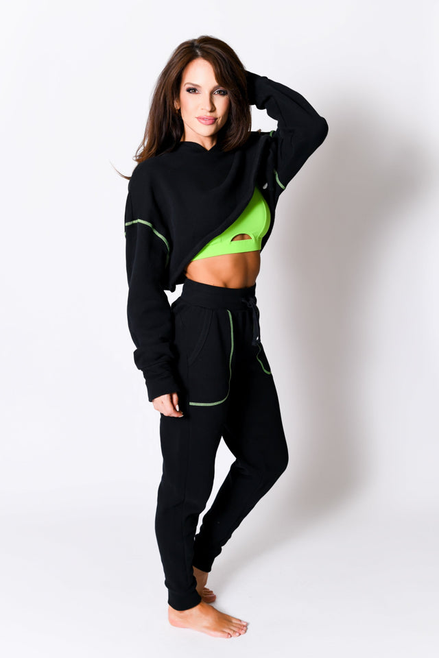 Black/Neon Green Sweat Jogger - SewSewYou