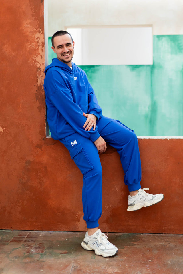 Blue Cargo Sweat Pants - SewSewYou