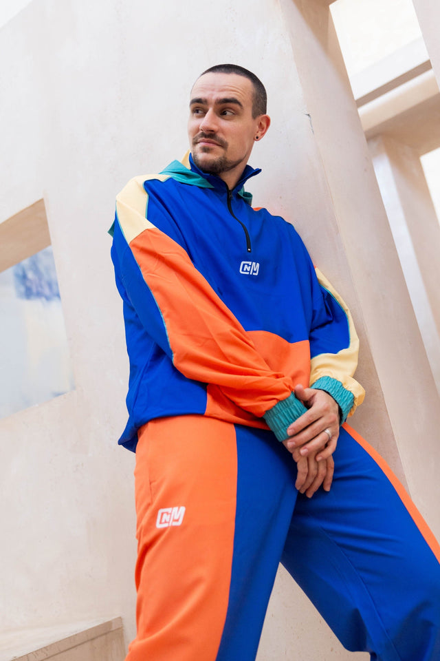 Blue Color Blocking Windbreaker Hoodie - SewSewYou