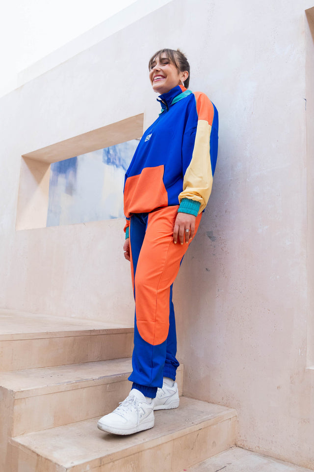 Blue Color Blocking Windbreaker Pants - SewSewYou