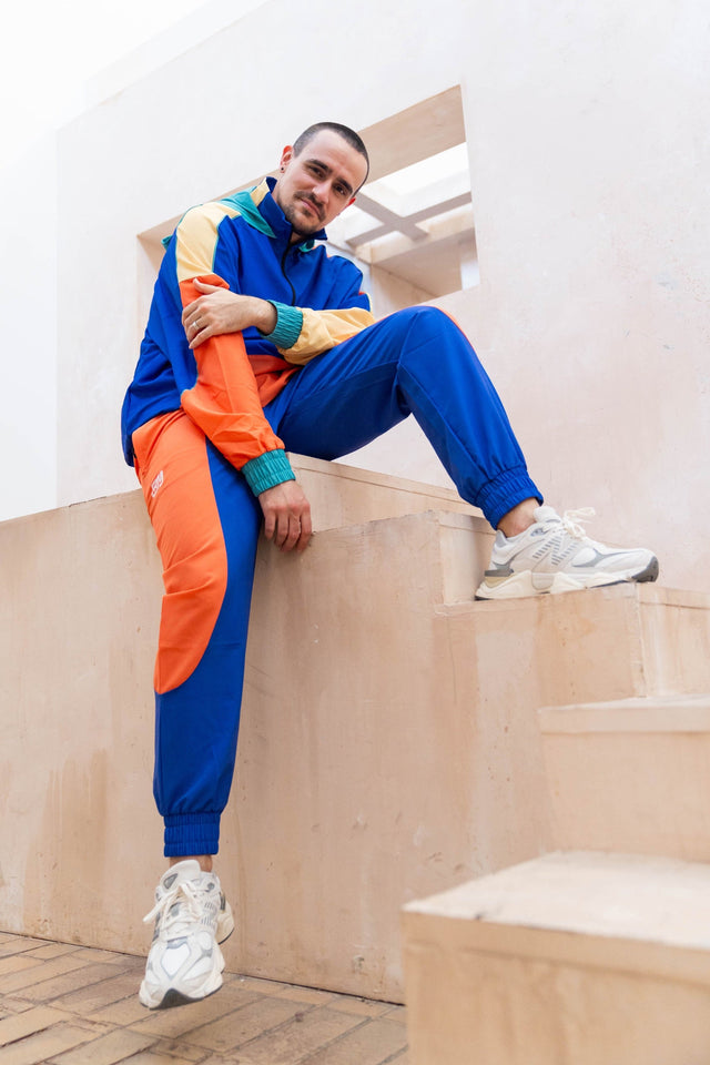 Blue Color Blocking Windbreaker Pants - SewSewYou