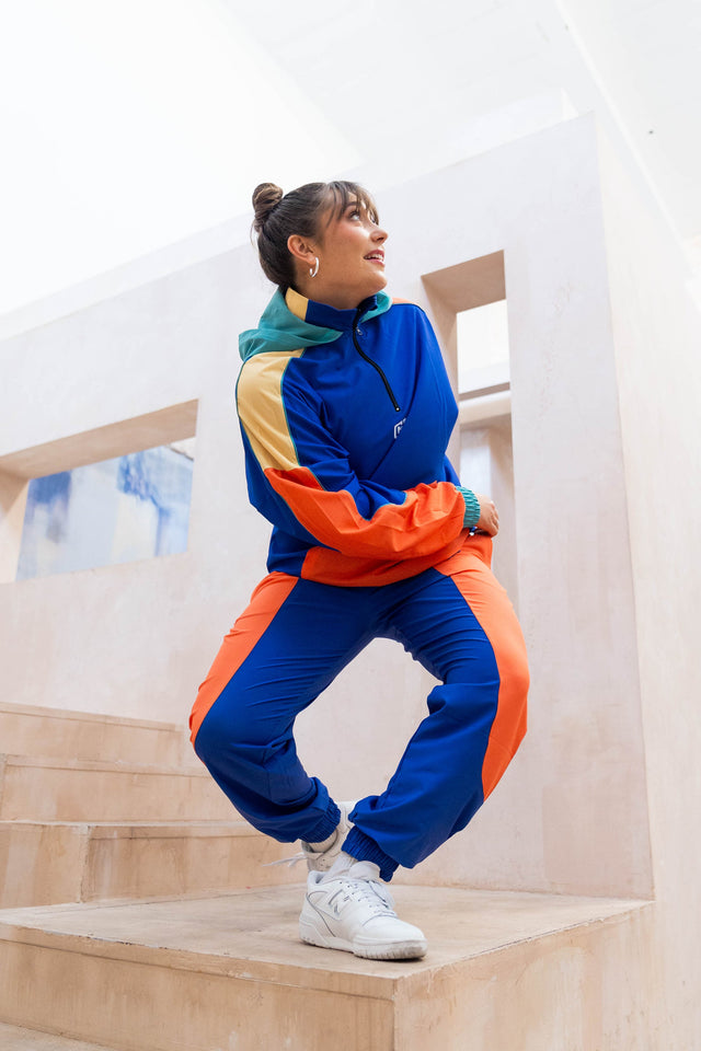 Blue Color Blocking Windbreaker Pants - SewSewYou