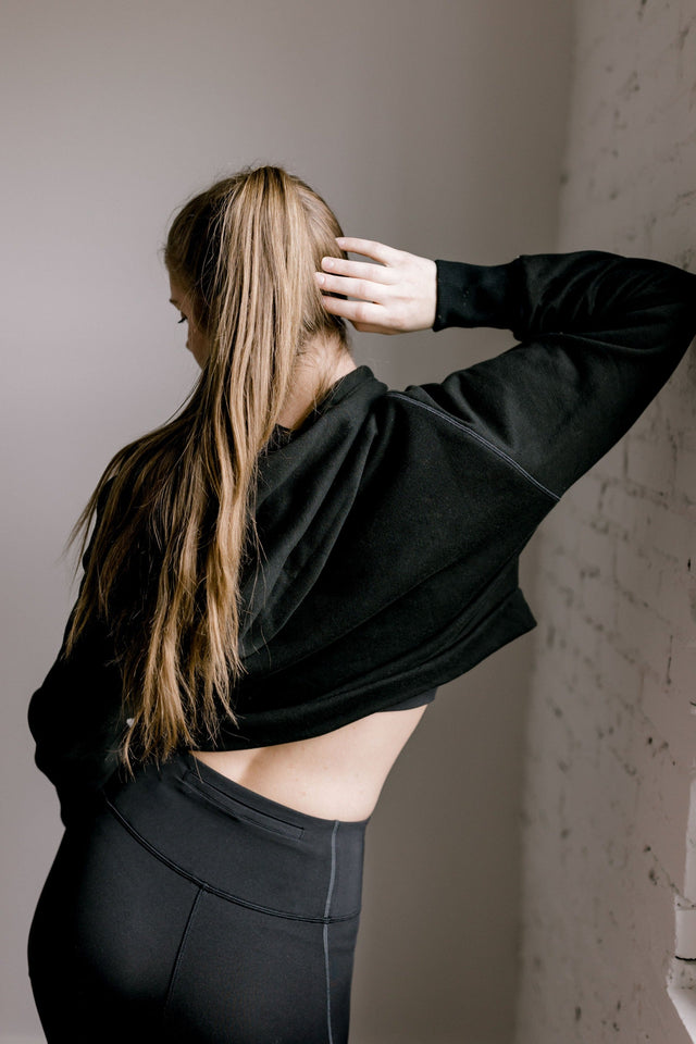 Body by Beezly SS22 Black Long Sleeve Cropped Hoodie - SewSewYou