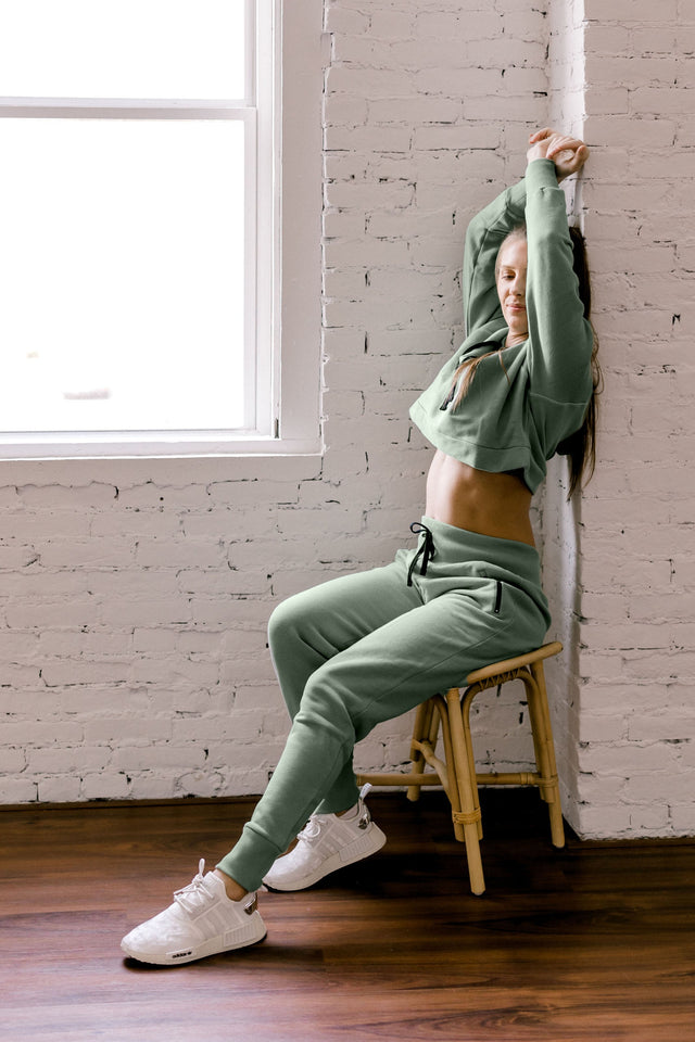 Body by Beezly SS22 Green Bay Long Sleeve Cropped Hoodie - SewSewYou