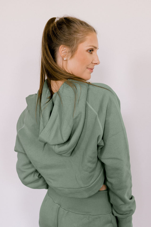 Body by Beezly SS22 Green Bay Long Sleeve Cropped Hoodie - SewSewYou