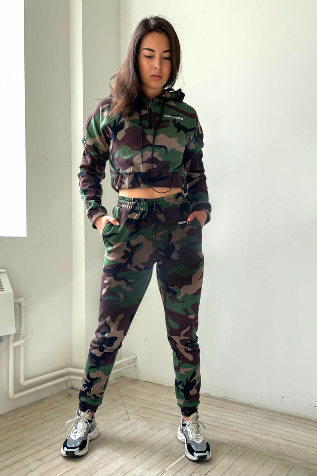 Born to Sweat SS21 - Camouflage Cropped Hoodie - SewSewYou