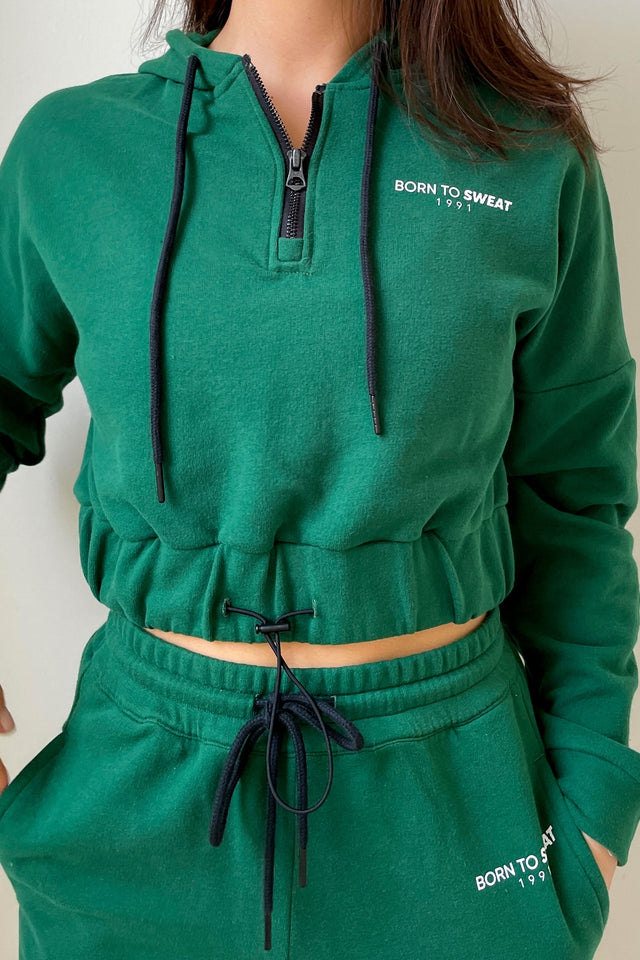 Born to Sweat SS21 - Green Cropped Hoodie - SewSewYou