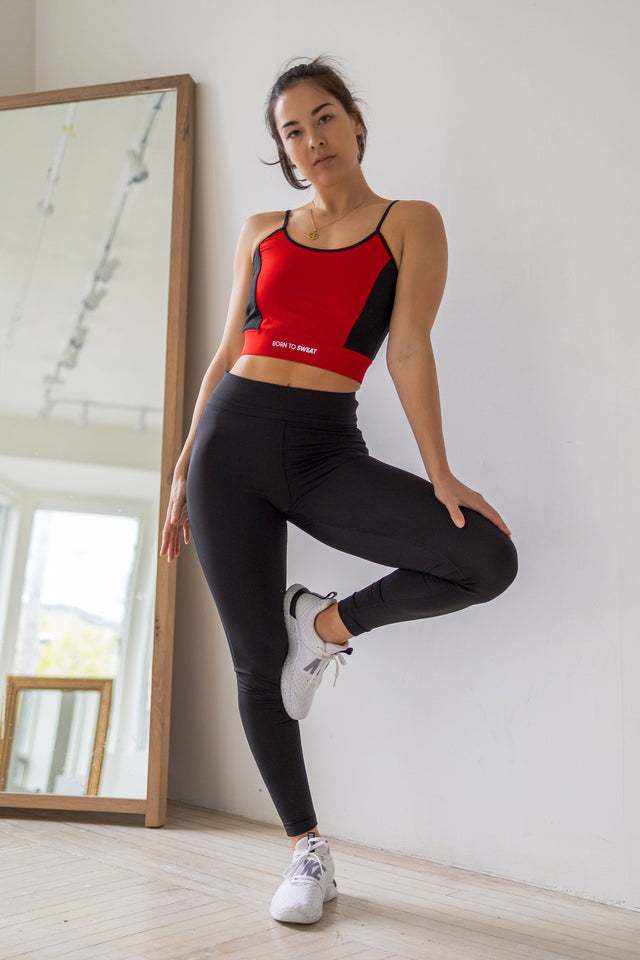 Born to Sweat SS21 - Red + Black Cropped Fitted Tank - SewSewYou