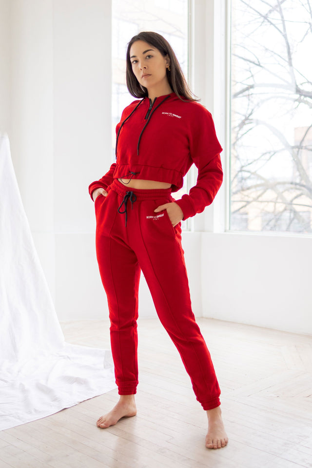 Born to Sweat SS21 - Red Cropped Hoodie - SewSewYou