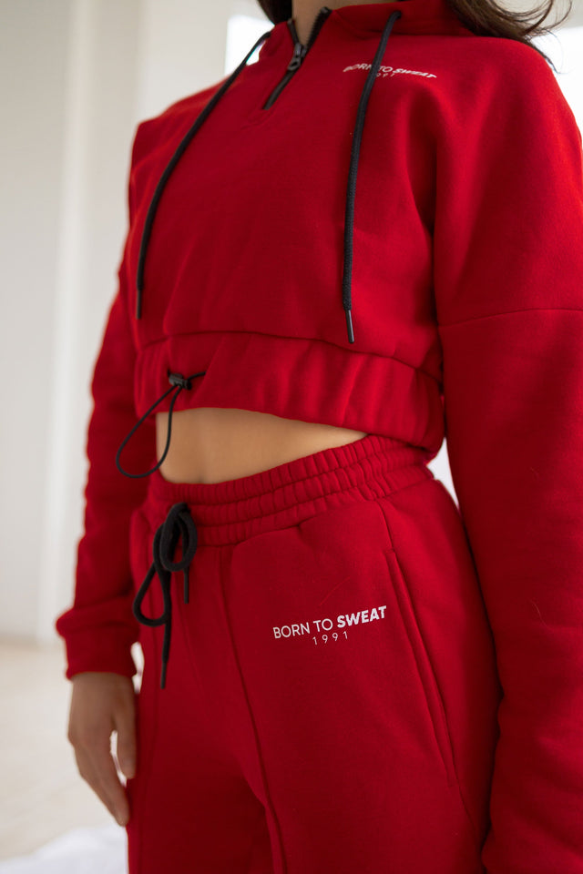 Born to Sweat SS21 - Red Cropped Hoodie - SewSewYou