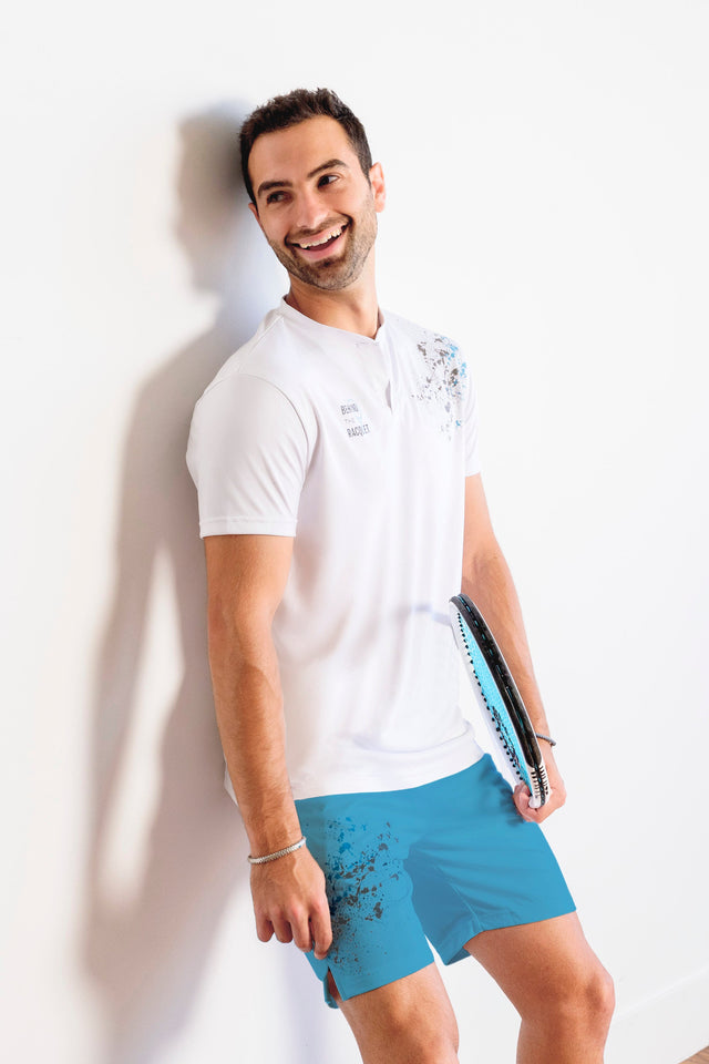 BTR Cyan + Splatter Print Tennis Shorts - SewSewYou