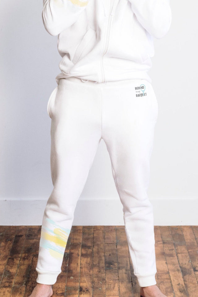 BTR White + Brush Print Unisex Jogger Pants - SewSewYou