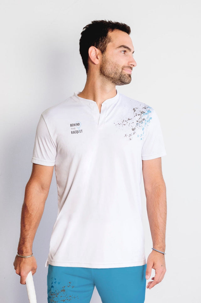 BTR White + Splatter Print Henley Jersey T-Shirt - SewSewYou