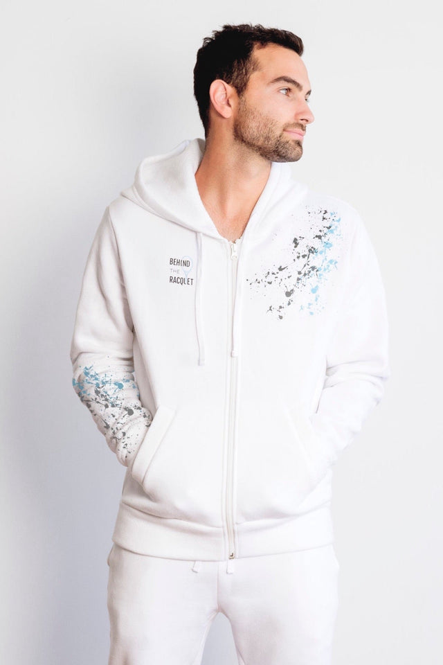 BTR White + Splatter Print Unisex Hoodie - SewSewYou