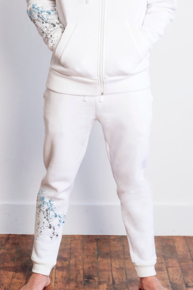 BTR White + Splatter Print Unisex Jogger Pants - SewSewYou