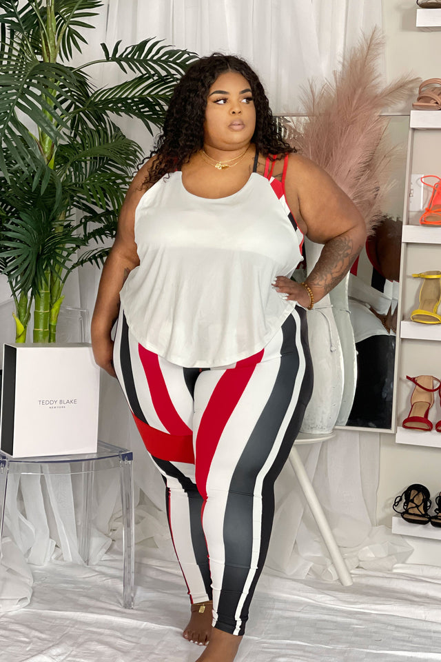 Daquana SS21 Red Stripes Leggings - SewSewYou