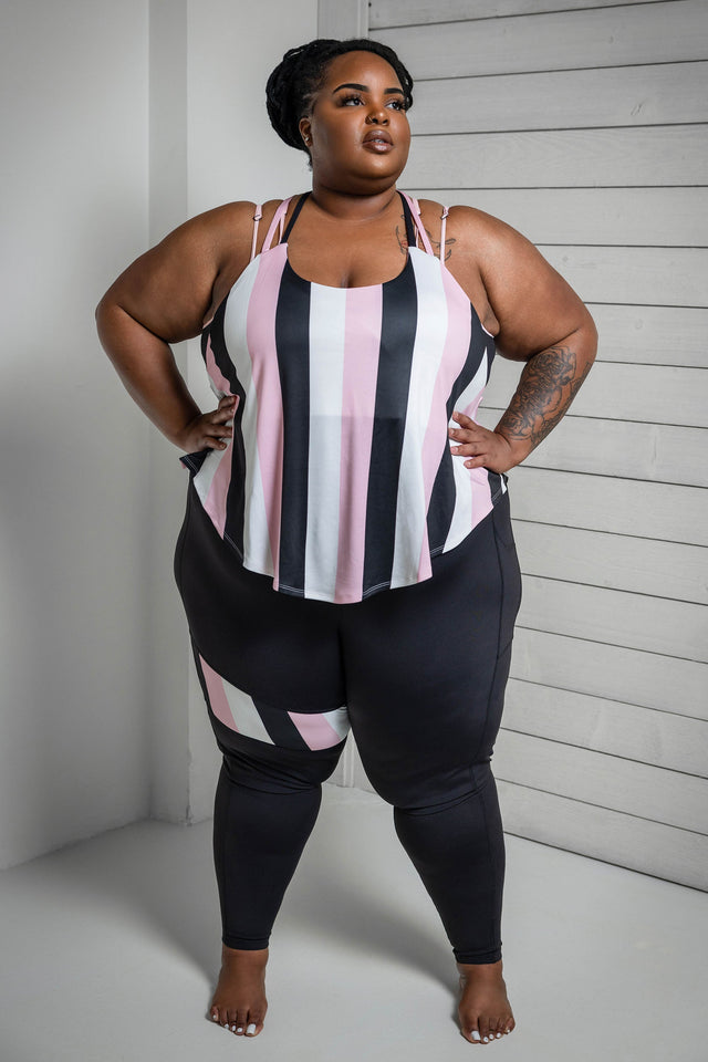 Daquana SS22 Comeback Lt. Pink Stripes Loose Tank - SewSewYou