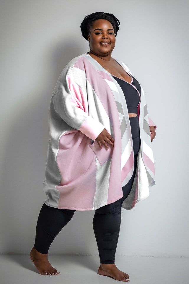 Daquana SS22 Comeback Lt. Pink + White Cardigan - SewSewYou