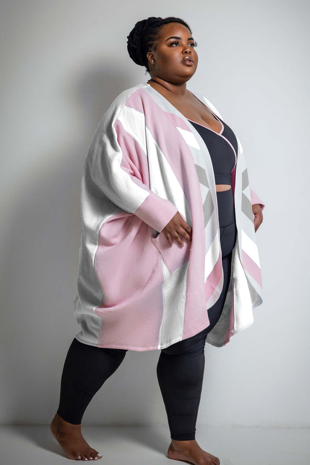 Daquana SS22 Comeback Lt. Pink + White Cardigan - SewSewYou