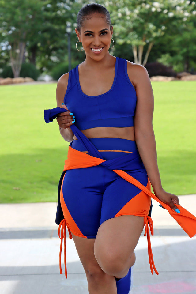 Elements Sports Bra - Deep Cobalt + Orange - SewSewYou