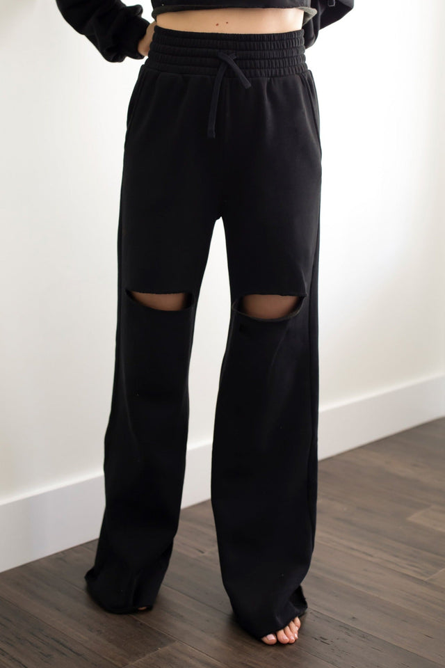 Elevate SS22 Comeback Black Wide Leg Jogger Pants - SewSewYou