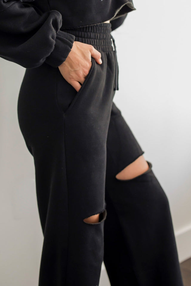 Elevate SS22 Comeback Black Wide Leg Jogger Pants - SewSewYou