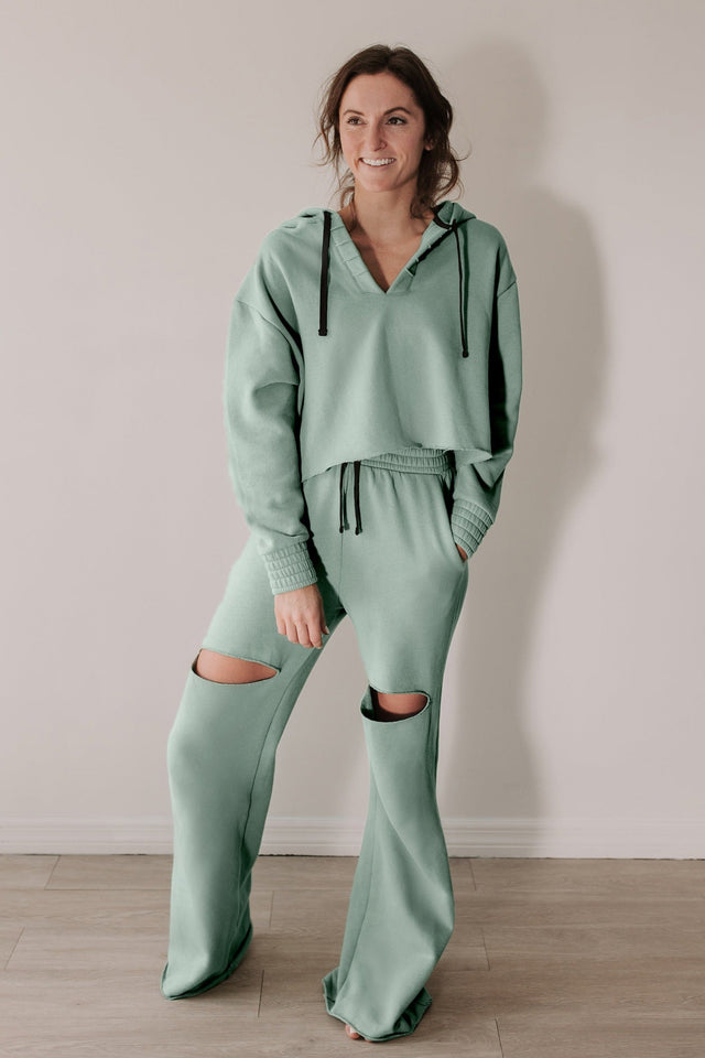 Elevate SS22 Comeback Green Bay Wide Leg Jogger Pants - SewSewYou