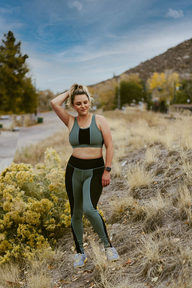 Elle Squad Sports Bra - Green + Black - SewSewYou