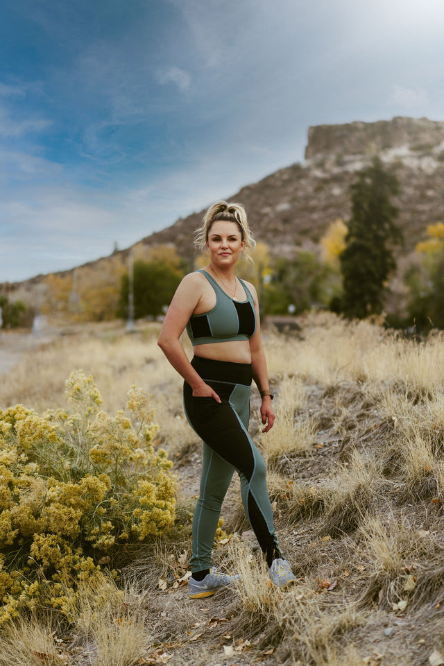 Elle Squad Sports Bra - Green + Black - SewSewYou