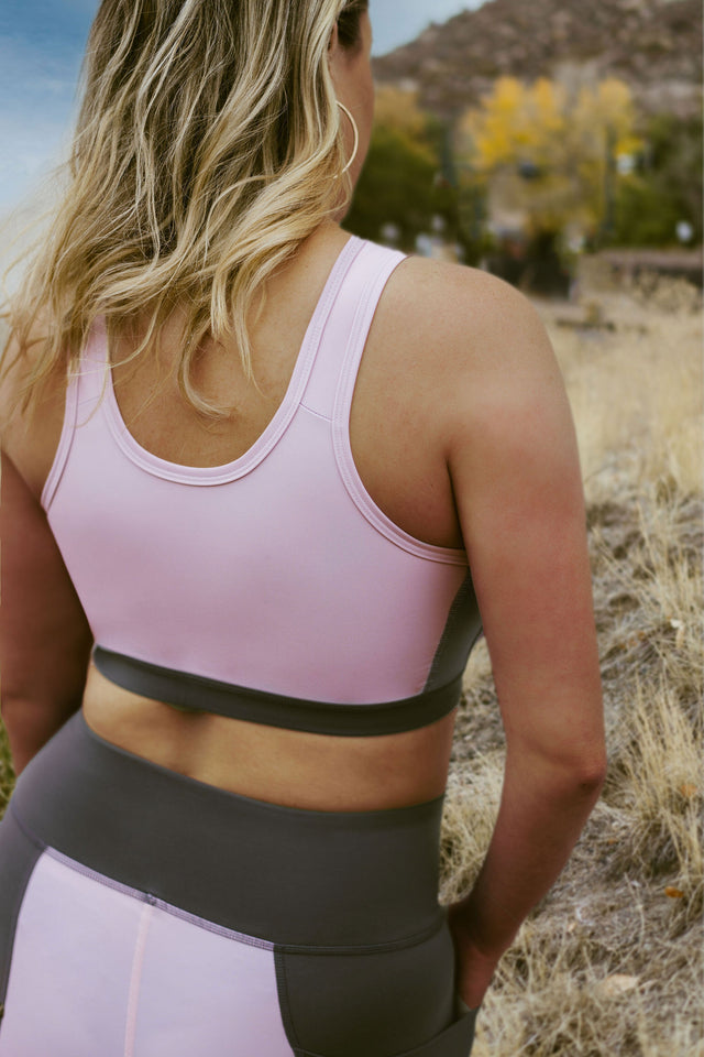 Elle Squad Sports Bra - Grey + Blush - SewSewYou