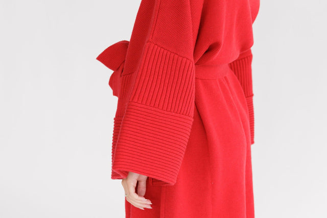 Ephina AW21 Collection Crimson Knitted Robe - SewSewYou