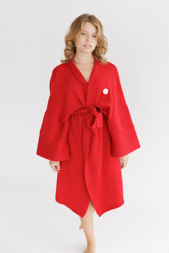 Ephina AW21 Collection Crimson Knitted Robe - SewSewYou