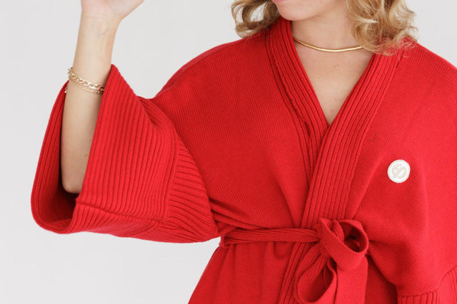 Ephina AW21 Collection Crimson Knitted Robe - SewSewYou