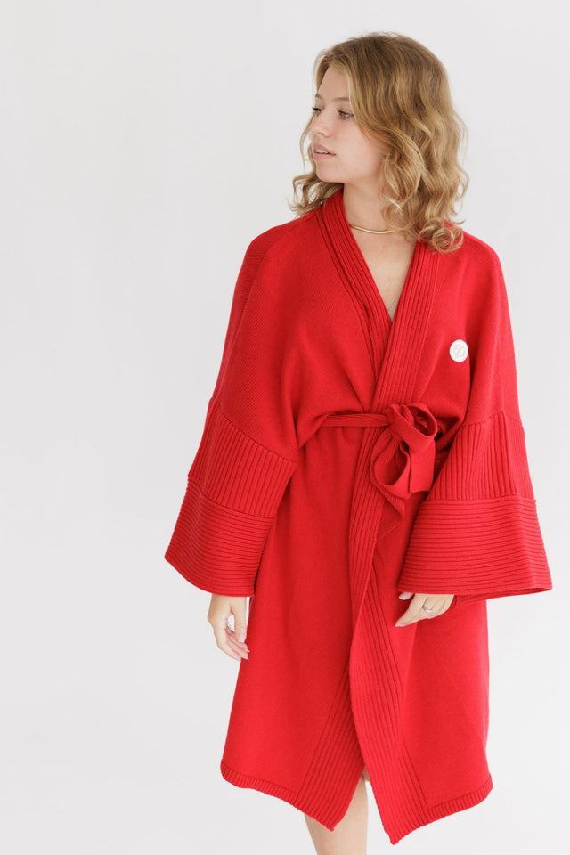 Ephina AW21 Collection Crimson Knitted Robe - SewSewYou