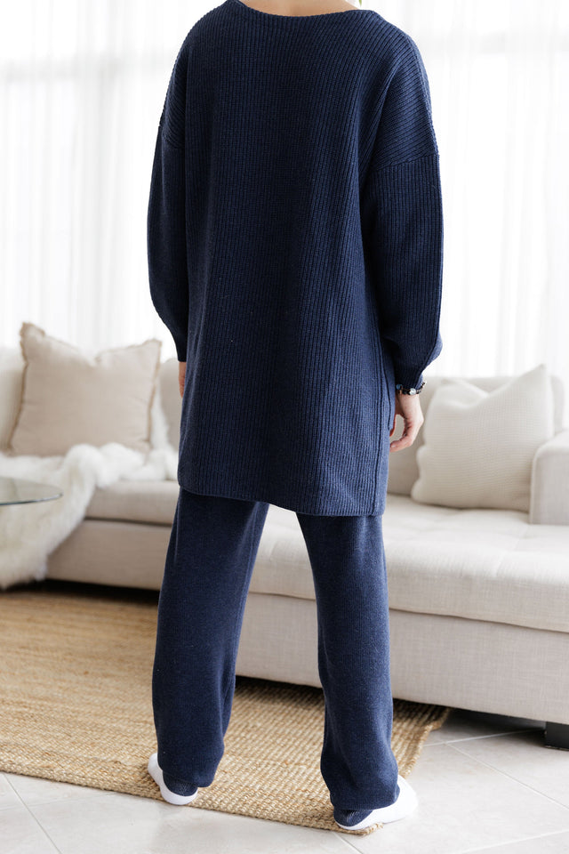 Ephina AW21 Collection Indigo Chunky Long Line Cardigan - SewSewYou