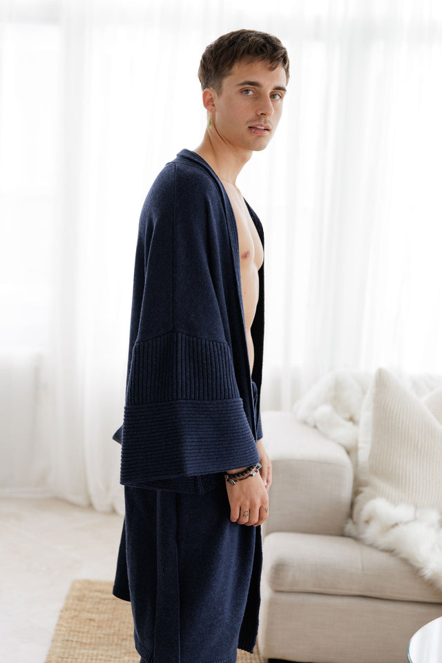 Ephina AW21 Collection Indigo Knitted Robe - SewSewYou