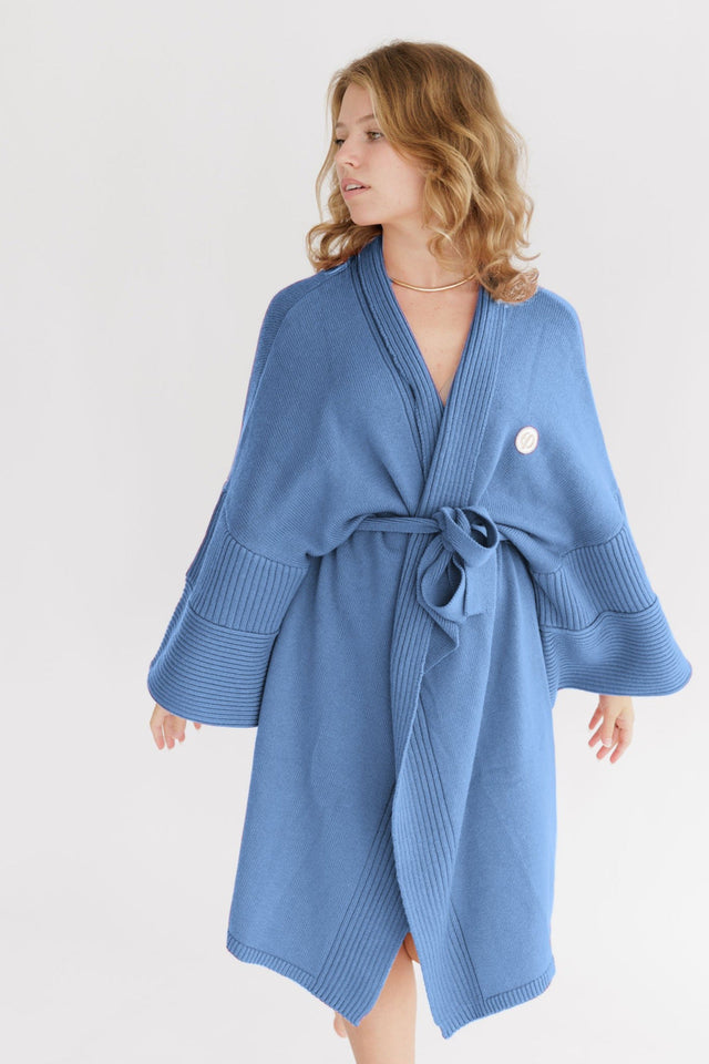 Ephina AW21 Collection Indigo Wash Knitted Robe - SewSewYou